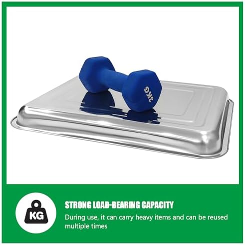 RooTrimmer 5 Pack Large Stainless Steel Seedling Trays, Heavy Duty Metal Water Catch Trays for Nursery Pots-Transplant, Seed Germination & Propagation Flats (17.5 inch×13.56 inch, 1.18" Height) - Image 6