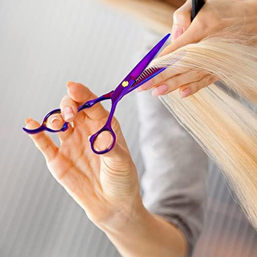 Professional Hair Cutting Scissors Sets Stainless Steel Barber Hairdressing Scissors Multifunctional Salon Thinning Scissors Straight Shears Tools Gifts for Mom Dad Friends (Purple) - Image 6