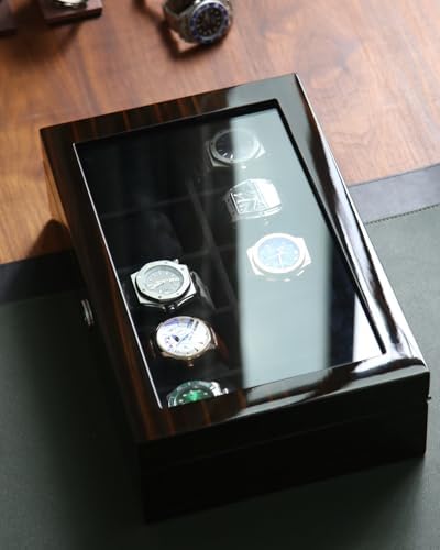 Wooden Watch Display Case 10 Slot Storage Box Organizer Lockable Collection - Image 6