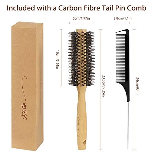Vista Round Brush Bamboo Natural Boar Bristle Hair Brush Round - Image 6