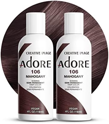 Adore Semi Permanent Hair Color, 106 Mahogany, 4 Fl Oz (2 Pack) by Adore