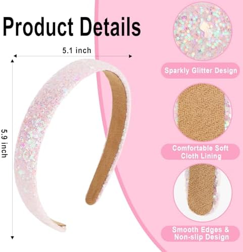 Headbands for Girls, 3Pack Sparkly Glitter Toddler Girls Headbands - Image 2