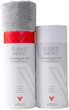 VOLO Super Hero XL Hair Towel | Super Absorbent Quick Dry Nanoweave | Reduces Dry Time by 50% | Large Wrap for All Hair Types (Super Hero Luna Gray - Tube) - Image 4