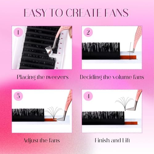 FADLASH Easy Fan Lash Extensions C D Curl Blooming Volume Eyelash Extensions 8-25mm Volume Lashes Self Fanning Eyelashes Extensions Supplies Lash Tray (0.07D, 14mm) - Image 7