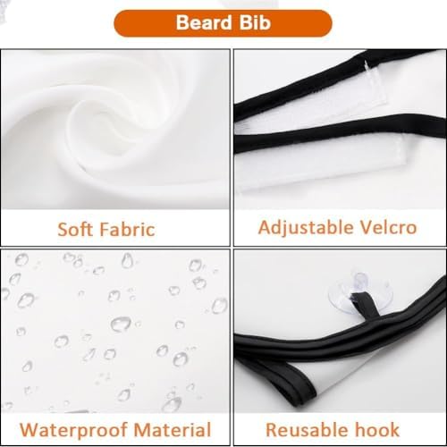 Beard Bib for Men, Shaving Hair Catcher Apron with Suction Cups, White - Image 2