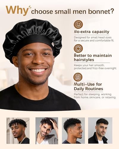 YANIBEST Small Satin Bonnet for Men, Hair Bonnet for Short Hair Waves - Image 2