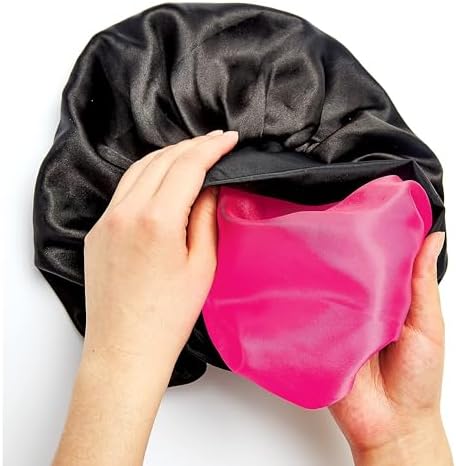 Red by Kiss Reversible Silky Satin Hair Cap Hair Bonnet with Wide Edge Double Wear Cap, Super Jumbo (Black) - Image 3