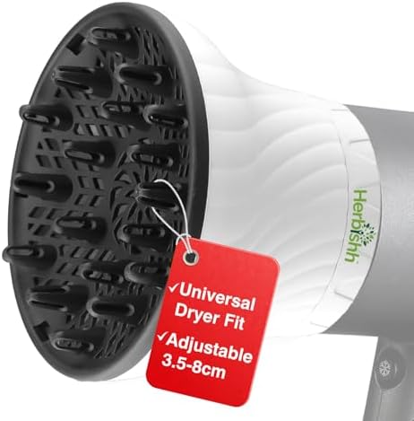 Herbishh Universal Hair Dryer Diffuser for Curly, Coily & Wavy Hair, White by Herbishh