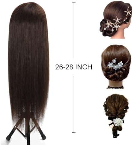 Opini 26" Mannequin Head 80% Real Human Hair for Practice Hair and Makeup - Image 5