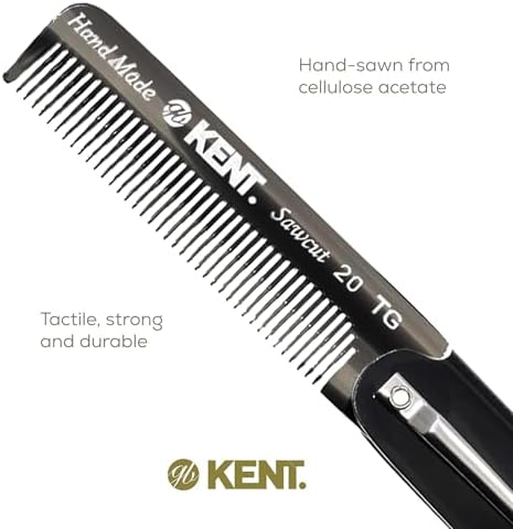 Kent 20T Black Graphite Handmade Folding Pocket Comb for Men, Fine Tooth Hair Comb Straightener for Everyday Grooming Styling Hair, Beard or Mustache, Use Dry or with Balms, Saw Cut, Made in England - Image 5