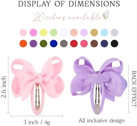 40PCS Snap Baby Hair Bows Clips for Girls Grosgrain Ribbon Fully Wapped 3 Inch Infant Hair Barrettes Accessories for Baby Girls Newborns Toddler - Image 2