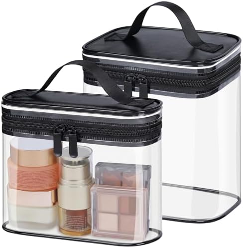 PACKISM Clear Makeup Bag for Travel - TSA Approved Toiletry Bag, 2 Black by Packism