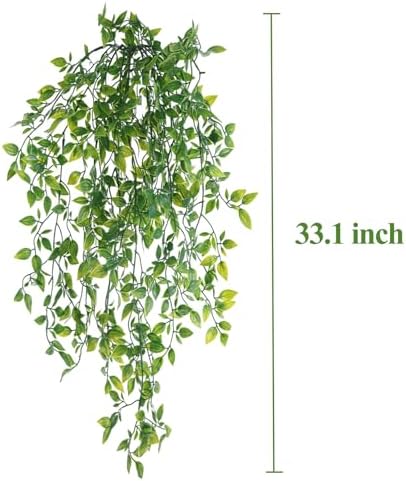 HERCOCCI Reptile Plants, 3 Pack Terrarium Hanging Plants Vines Artificial Leaves Habitat Decorations with Suction Cup for Bearded Dragon Hermit Crab Lizard Snake Geckos Chameleon - Image 6