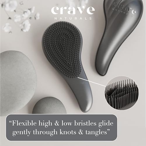 Crave Naturals Detangling Hair Brush Large Black – Glide Thru Hair Detangler Brush for Women, Kids & Toddlers – Gentle Scalp Care, No-Pain Tangle-Free Hairbrush for All Hair Types - Image 5