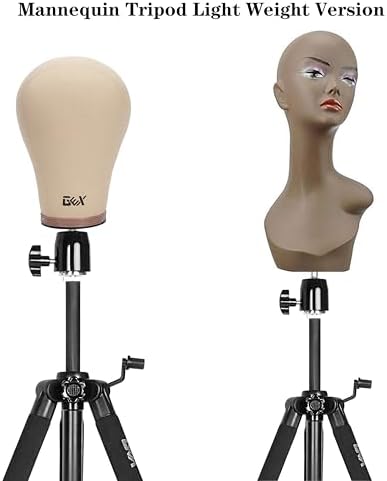 GEXWORLDWIDE 55" Mannequin Tripod Stand Heavy Duty Wig Stand Canvas Block Training Doll Manikin Head for Cosmetology Hairdressing (Silver) - Image 5