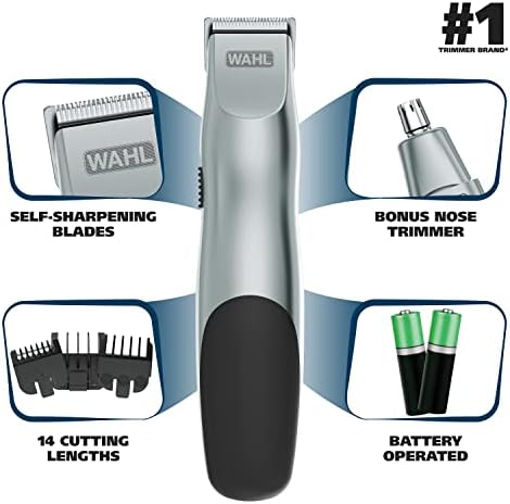 Wahl Groomsman Battery Operated Mens Beard Trimmer for Hair, Nose Hair, and Mustache Grooming Kit, Precision-Ground Blades, 14 Different Trimming Lengths - Model 5621V - Image 2