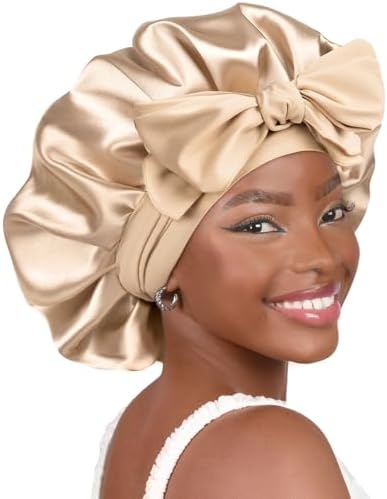 YANIBEST Adjustable Silk Bonnet for Sleeping Women Double Layer Satin Bonnet Reduce Friction Prevent Frizz Curly Hair by yanibest