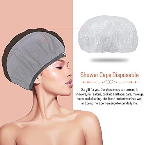 Flaxseed Deep Conditioning Heat Cap - Boloye Cordless 100% Safe Microwave Hot Cap for Natural Curly Textured Hair Care, Drying, Styling, Curling, Universal size (10 PCS One-time shower cap) (Black) - Image 5