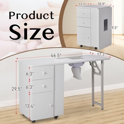 Winado Foldable Manicure Table, Nail Desk for Nail Tech with Dust Collector - Image 2
