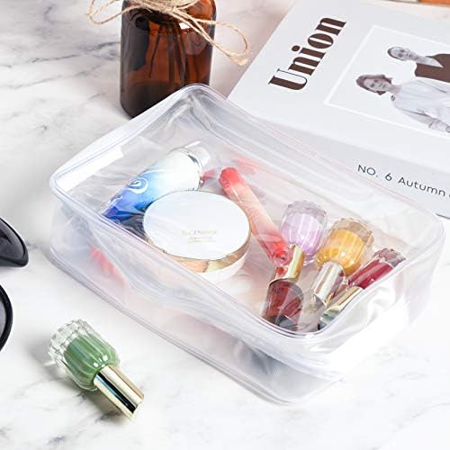 Wobe 5 Packs Clear Cosmetics Bag TSA Approved, PVC Zippered Toiletry Carry Pouch Portable Makeup Bag for Vacation Travel, Bathroom and Organizing Waterproof Makeup Vinyl Case (Large, White) - Image 5