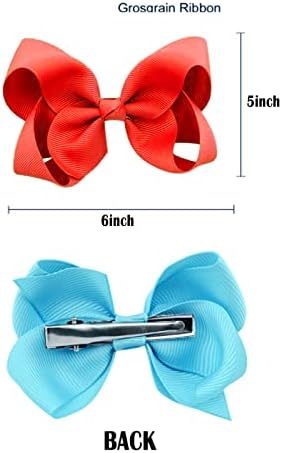 2 PCS 6inchs Hair Bows for Girls Grosgrain Ribbon Hair Bow Alligator Clips Hair Accessories for Baby Girls Toddlers(Red) - Image 4
