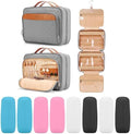 COOSKY Travel Hanging Toiletry Bag for Women, Large Makeup Bag 8 Leak Proofing Silicone Bottle Covers, Waterproof Cosmetic Bag with Jewelry Organizer Compartment, Toiletries Kit Set, Grey by COOSKY