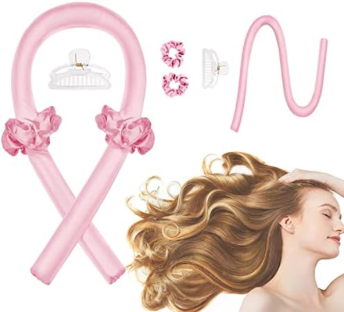 CORATED Heatless Curling Rod Headband, No Heat Silk Ribbon Rollers for Overnight Sleeping Curls, Styling Kit with Hair Clips and Scrunchie by CORATED