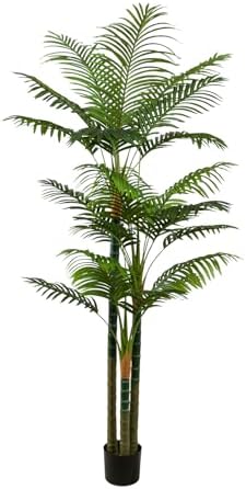 7FT Tall Golden Cane Artificial Palm Tree, Large Faux Palm Tree with 3 Textured Trunks, Outdoor Artificial Plants, Fake Tree for Indoor Office Living Room Outside Patio. by Unknown