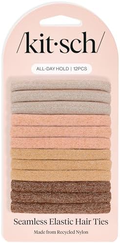 Kitsch Elastic Hair Ties No Damage | Stretchable Hair Bands - Neutral 12pcs by Kitsch