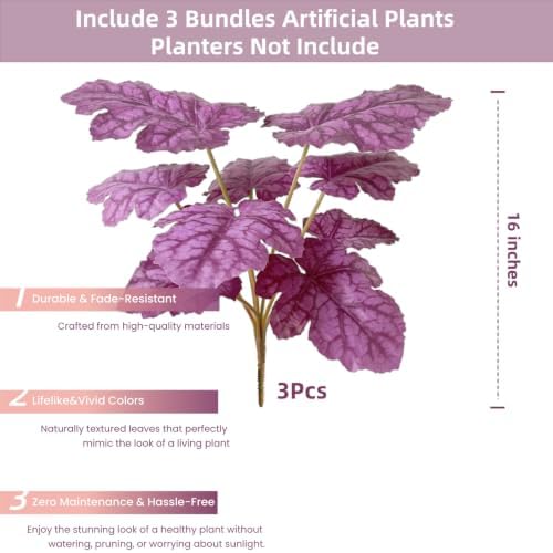 Artificial Fall Plants Fake Heuchera Greenery for Outdoor Porch Planters - Image 4