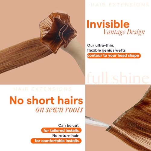 Full Shine Genius Weft Hair Extensions Human Hair for Women 18 Inch 80g - Image 4