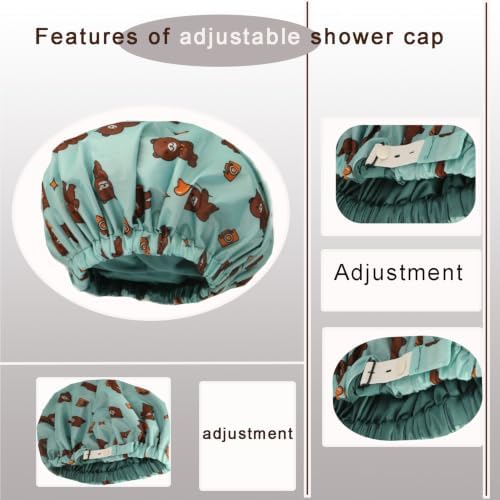 Genergy 2Pcs Satin Lined Large Shower Cap for Women Set with Bag & Scrunchy - Image 4