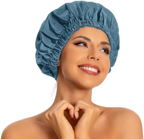 Edoneery Shower Caps for Women Reusable Waterproof, Shower Hair Cap by Edoneery