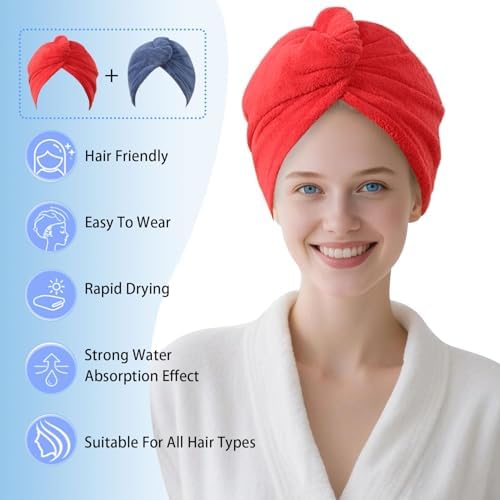 Microfiber Hair Drying Towel Wrap,Hair Turbans Towel for Wet Hair - Image 3