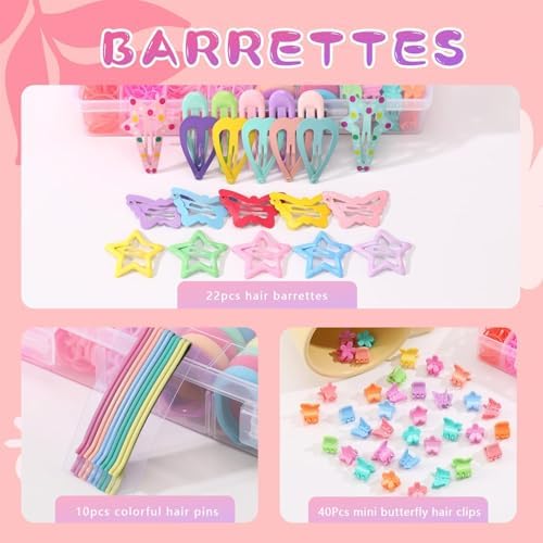 Hair Accessories for Girls, 1350P Colorful Hair Ties with 72P Hair Clips - Image 3