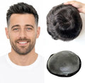 Grey Mens Toupee Human Hair 0.03mm Thin Skin Hairpiece for Men #1B20 by Symor