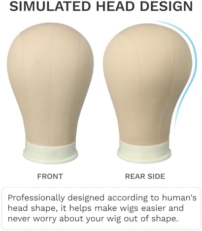 Mannequin Head for Wigs Canvas Block Head Wig Head with Mount Hole for Wig Making,Weave Hair Braiding Stand Hat Display Stand,Hairstyle Doll Head Durable Easy to Put Pins In & Out (Light Brown,21") - Image 2