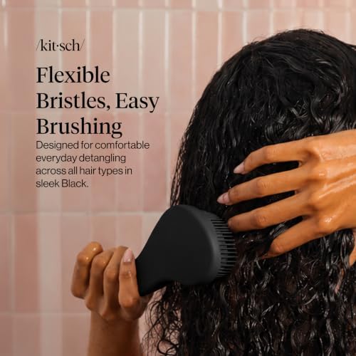 Kitsch Detangler Brush – Gentle Curly Hair Brush All Hair Types - Black - Image 2