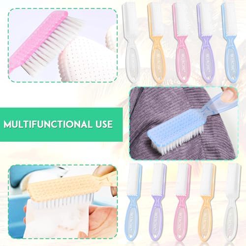 NICEMOVIC 10 Pcs Nail Brush for Cleaning Fingernails, Handle Grip Nail Scrubber Brush, Hand Fingernail Cleaner Brush Manicure Tools Scrub Cleaning Brushes Kit, Use for Toe and Nail Cleaning (Clear) - Image 7