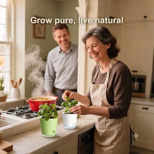 10 Indoor Herb Garden Kit, 54pcs Complete Kitchen Herb Starter Set Including 2-Color Self Watering Pots, Soil & Tools, Unique Gift Ideas for Plant Lovers, Women, Men, Friend, Birthday, Housewarming - Image 2