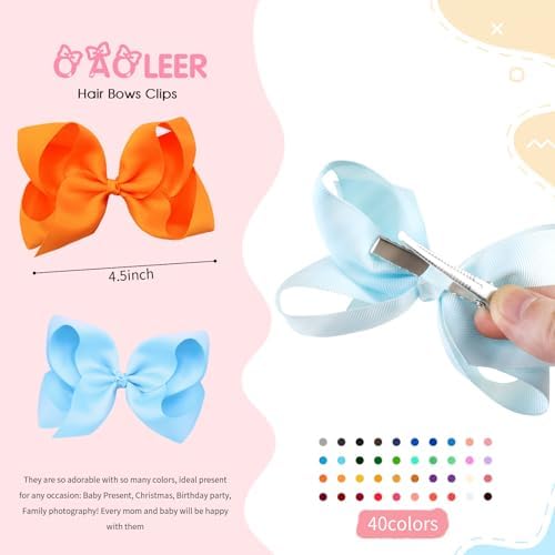 Oaoleer 40 Colors 4.5" Hair Bow Clips for Girls Tolddler Hair Accessories - Image 2