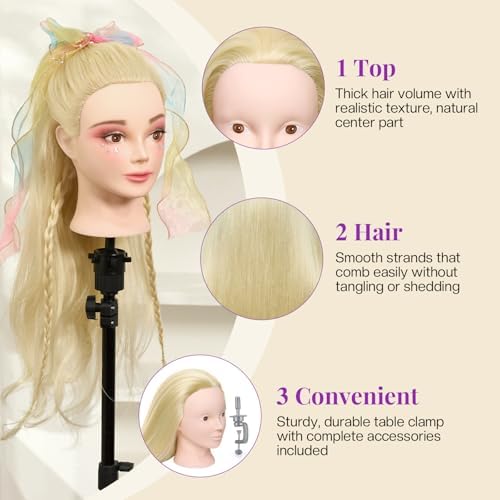 28" Mannequin Head with 80% Real Human Hair for Makeup Practice#613 - Image 4