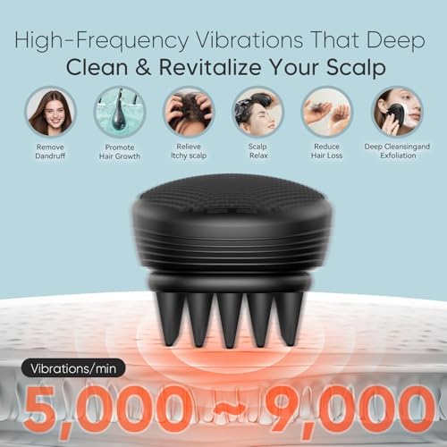 EKZ Sonic Vibrating Scalp Massager Shampoo Brush – Electric Silicone Hair Scrubber for Deep Scalp Cleansing, Dandruff Removal, Rich Foam & Relaxing Massage, Wet & Dry Use, USB-C Charging - Image 3