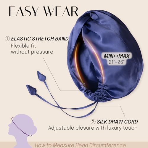 OLESILK Silk Hair Bonnet for Sleeping Women, 100% Mulberry Silk, Anti-Frizz - Image 6