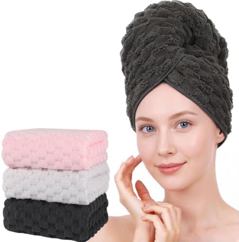 Super Soft Microfiber Hair Towels 3-Pack Lage Size (24x42 inch) for Women by BEELVTIFL