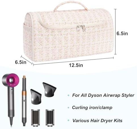 Quilted Hair Tools Travel Bag, Cute Portable Organizer Case with Hanging Hook, Compatible with Dyson Airwrap Styler,Hair Curler Accessories - Image 2