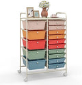 Giantex 15 Drawers Rolling Cart, Classroom Organizers, Storage Cart with Wheels, for Teacher Office Home School Supplies Tool Craft Art Paper by Giantex
