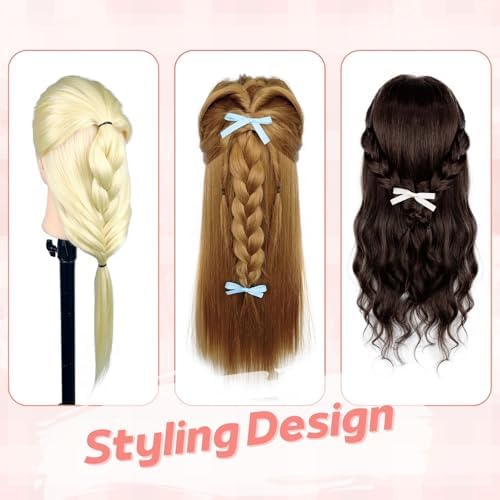 Mannequin Head Human Hair, 80% Real Hair Cosmetology Manikin Head for Practice Braiding Hairstyling Cutting with Free Clamp Holder and Tools (Light Brown) - Image 6