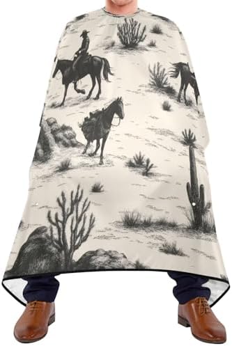 Hair Cutting Cape for Men, Wild West Cowboys Barber Cape Adjustable Neck Size Professional Salon Cape by WELLDAY