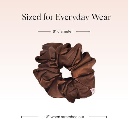 Kitsch Recycled Satin Oversized Scrunchies - Black & Chocolate, 2pcs - Image 5